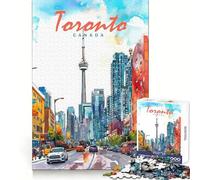 Puzzle da 1000 pezzi con acquerelli della città di Toronto per adolescenti ideale per il recupero della memoria il relax e il divertimento con dettagli nitidi e perfetti come regalo stagionale