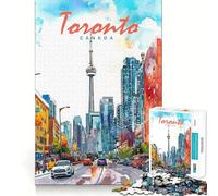 Puzzle da 1000 pezzi con acquerelli della città di Toronto per adolescenti ideale per il recupero della memoria il relax e il divertimento con dettagli nitidi e perfetti come regalo stagionale