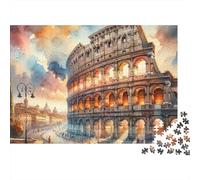 Puzzle da 1000 pezzi con acquerello del Colosseo romano e vista del tramonto, gioco educativo per adulti, decorazione per la casa, difficile e stimolante, ideale per compleanni, 70x50 cm