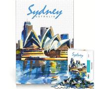 Puzzle da 1000 pezzi con acquerello della città di Sydney per adulti, puzzle di memoria, sollevamento lento, goditi l'assemblaggio dell'immagine, regalo creativo 38x52cm