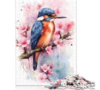 Puzzle da 1000 pezzi con acquerello di Martin Pescatore, per adulti, difficoltà elevata, giocattolo educativo, decorazione per la famiglia, 1000 pezzi (75x50 cm)