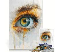 Puzzle da 1000 pezzi con acquerello e occhio verde per adolescenti, con un ricordo nitido, una fuga serena, un taglio uniforme e perfetto per Natale (50x75cm)