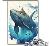 Puzzle da 1000 pezzi con acquerello raffigurante una balena, per adulti, modello da assemblare, ideale come regalo per tutta la famiglia, adatto per bambini di età compresa tra 14 e 50 anni (50x75cm)