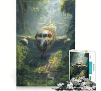 Puzzle da 1000 pezzi con aereo abbandonato nella giungla, gioco rilassante, antistress, regalo per amici e familiari 38x26cm