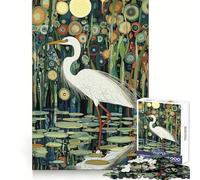Puzzle da 1000 pezzi con airone bianco nella foresta stellata Stimolante per la concentrazione, ideale per distrarsi facilmente, con bordi precisi Regalo significativo (50x75cm)