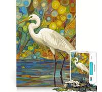 Puzzle da 1000 pezzi con airone bianco tra i fiori,gioco creativo per sviluppare le capacità cognitive Componenti robusti e ben definiti,ideale da portare in viaggio Gioco per allenare la mente