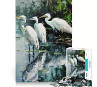 Puzzle da 1000 pezzi con airone e stagno, ideale per ragazzi, gioco di logica e logica, semplice e divertente, con bordi lisci ed elegante (38x26cm)