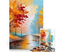 Puzzle da 1000 pezzi con alberi autunnali che si riflettono nell'acqua,dipinto con tagli precisi,rompicapo,regalo,divertimento per il tempo libero,decorazione natalizia da parete (38x26cm)