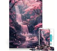 Puzzle da 1000 pezzi con alberi di ciliegio e cascata per adolescenti, gioco per allenare la mente, rilassante, artistico, da assemblare, (38x26cm)