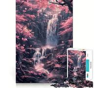 Puzzle da 1000 pezzi con alberi di ciliegio e cascata per ragazzi ideale per stimolare la memoria e creare un'atmosfera serena con taglio di alta qualità perfetto come regalo di compleanno (50x75cm)
