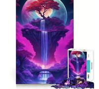 Puzzle da 1000 pezzi con albero a cascata e bonsai al neon per ragazzi,divertente da giocare,con incastri precisi e senza spazi vuoti,ideale per una serata in famiglia (38x52cm)