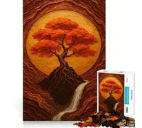 Puzzle da 1000 pezzi con albero autunnale e cascata,arte Kintsugi,decorazione pulita e compatta,gioco per la mente,regalo,gioco rilassante,regalo di compleanno (50x75cm)