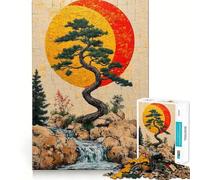 Puzzle da 1000 pezzi con albero bonsai e cascata,incastro perfetto,attività di gioco intelligente,divertimento per il tempo libero,regalo di compleanno 50x75cm