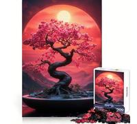 Puzzle da 1000 pezzi con albero bonsai e fiori rosa, ideale per ragazzi, un passatempo stimolante e divertente, perfetto come regalo festivo (50x75cm)