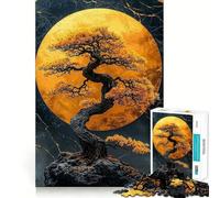 Puzzle da 1000 pezzi con albero bonsai e luna,bordi senza soluzione di continuità,gioco di logica e divertimento,ideale per momenti di svago,regalo artistico di Natale 38x26cm