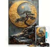 Puzzle da 1000 pezzi con albero bonsai e luna,paesaggio giapponese,taglio perfetto Divertente gioco rompicapo cognitivo,ideale per il tempo libero,regalo artistico di Natale 38x52cm