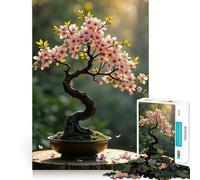 Puzzle da 1000 pezzi con albero bonsai in fiore e bordi senza soluzione di continuità,gioco di logica e divertimento,ideale per momenti di svago,regalo artistico di Natale 50x75cm