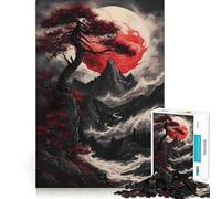 Puzzle da 1000 pezzi con albero bonsai rosso per adulti, gioco di logica, passatempo per la casa, bordi puliti, bel regalo (38x26cm)