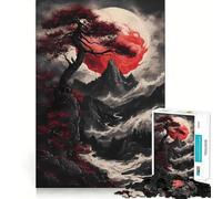 Puzzle da 1000 pezzi con albero bonsai rosso per adulti, gioco intelligente e rilassante, assemblaggio di motivi, regalo prezioso (50x75cm)