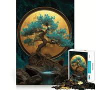Puzzle da 1000 pezzi con albero bonsai stilizzato e cascata, ideale per adulti, gioco di logica, svago e relax a casa, taglio preciso, regalo perfetto 38x52cm