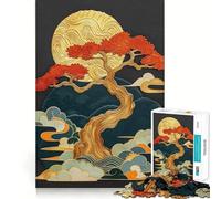 Puzzle da 1000 pezzi con albero bonsai su luna dorata e bordi senza soluzione di continuità,gioco di logica e divertimento,ideale per momenti di svago,regalo artistico di Natale 50x75cm
