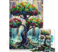 Puzzle da 1000 pezzi con albero del palazzo in vetro colorato per ragazzi, gioco di logica stimolante antistress, bordi trasparenti, regalo classico 38x52cm