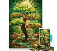 Puzzle da 1000 pezzi con albero della giungla in vetro colorato per adulti e ragazzi, gioco di logica, rilassante, taglio preciso, regalo di Natale 50x75cm