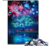 Puzzle da 1000 pezzi con albero di fuochi d'artificio colorato per adulti, giocattoli educativi per l'apprendimento, giochi per famiglie con poster abbinato e foglio di quiz (26x38cm)