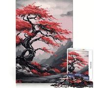 Puzzle da 1000 pezzi con albero di luna rossa e sfondo scuro, ideale per adulti, gioco stimolante per la mente, rilassante e con tagli precisi, perfetto come regalo di Babbo Natale (38x26cm)