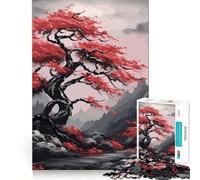 Puzzle da 1000 pezzi con albero di luna rossa e sfondo scuro, ideale per adulti, gioco stimolante per la mente, rilassante e con tagli precisi, perfetto come regalo di Babbo Natale (38x26cm)