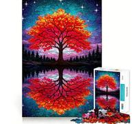 Puzzle da 1000 pezzi con albero e riflesso in vetro colorato per adolescenti ideale per rafforzare la memoria per un'esperienza rilassante e di qualità perfetto come regalo di Babbo Natale 38x52cm