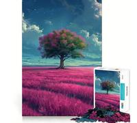 Puzzle da 1000 pezzi con albero gigante e erba rosa per ragazzi, gioco di intelletto, attività per tutta la famiglia, taglio di qualità, (38x52cm)