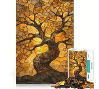 Puzzle da 1000 pezzi con albero in vetro colorato per ragazzi, ideale per il recupero della memoria, il relax e il divertimento, con dettagli nitidi e perfetti come regalo stagionale 50x75cm