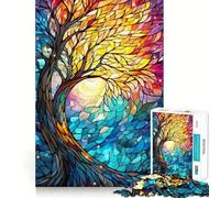 Puzzle da 1000 pezzi con albero in vetro colorato per ragazzi, stimolante per la mente, ideale per il tempo libero, con bordi precisi e un regalo pensato con cura 38x26cm