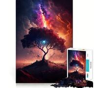 Puzzle da 1000 pezzi con albero, paesaggio fantastico, incastro perfetto, arte che stimola la mente, gioco per il relax, decorazione natalizia da parete (38x52cm)