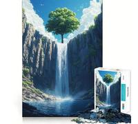 Puzzle da 1000 pezzi con albero sopra una cascata, pezzi ben definiti, gioco per lo sviluppo delle capacità cognitive, divertimento e relax, decorazione natalizia (50x75cm)