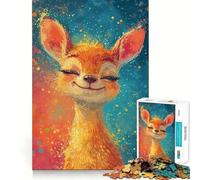 Puzzle da 1000 pezzi con allegro cerbiatto stellato,taglio liscio,gioco creativo,giocattolo rilassante,regalo di Natale per il tempo libero (50x75cm)