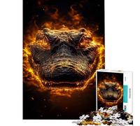 Puzzle da 1000 pezzi con alligatore infuocato Un gioco avvincente per coltivare la pazienza Divertente e perfetto come regalo di compleanno (dimensioni 38x52cm)