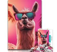 Puzzle da 1000 pezzi con Alpaca che indossa gli occhiali, 1000 pezzi per adolescenti, ideale come regalo per tutta la famiglia, adatto per bambini di età compresa tra 26x38cm e 14 anni