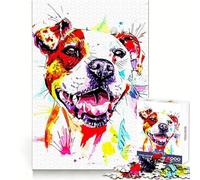 Puzzle da 1000 pezzi con American Pitbull Terrier per adolescenti, ideale per allenare la concentrazione, per una fuga rilassante e un regalo speciale (38x52cm)