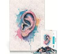 Puzzle da 1000 pezzi con anatomia dell'orecchio ad acquerello Divertente attività di taglio di qualità professionale,regalo pensato per stimolare la mente (50x75cm)