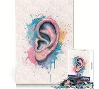 Puzzle da 1000 pezzi con anatomia dell'orecchio ad acquerello per adulti, sfida mentale, attività rilassante, montaggio senza cuciture, regalo per le vacanze (50x75cm)