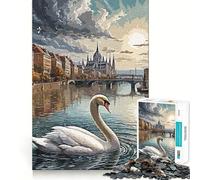 Puzzle da 1000 pezzi con anatra che nuota, ideale per ragazzi, stimola la memoria, rilassa e divertente, con un design accattivante e una piacevole sorpresa 38x26cm