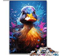 Puzzle da 1000 pezzi con anatra colorata e carina in legno, idea regalo per le feste, opera d'arte umoristica, opera d'arte dettagliata 50x75cm, Natale o compleanni