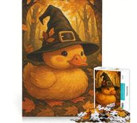 Puzzle da 1000 pezzi con anatroccolo e cappello da strega in una scena autunnale, gioco educativo, attività divertenti da fare a casa, regalo di compleanno 50x75cm