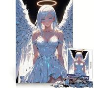 Puzzle da 1000 pezzi con angeli bianchi luminosi e sexy per adolescenti, esercizio mentale, divertimento leggero, taglio preciso, regalo premuroso (38x26cm)