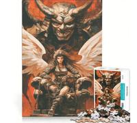 Puzzle da 1000 pezzi con angeli, demoni e samurai, gioco pratico, attività divertenti da fare in casa, ideale come decorazione da scrivania 50x75cm