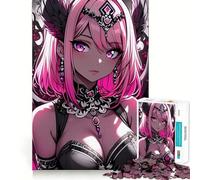Puzzle da 1000 pezzi con angelo anime dai capelli rosa, ideale per adulti, per stimolare la mente e ridurre lo stress, con bordi precisi, perfetto come decorazione da parete (50x75cm)