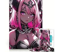 Puzzle da 1000 pezzi con angelo anime dai capelli rosa per adulti e adolescenti, giocattolo antistress, design chiaro, regalo per le vacanze (38x26cm)