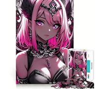 Puzzle da 1000 pezzi con angelo anime dai capelli rosa per adulti, gioco di logica chiaro, hobby silenzioso, taglio perfetto, regalo elegante (38x52cm)